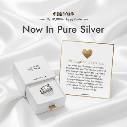 Swim Against The Current Ring - Pure Silver